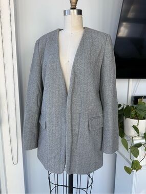 MANGO  Herringbone wool blend Blazer Size Small